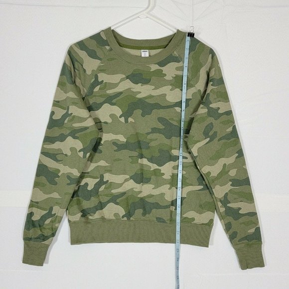 Old Navy Sweatshirt Womens XS Tall Green Camo Crewneck Fleece Lined - Picture 6 of 10